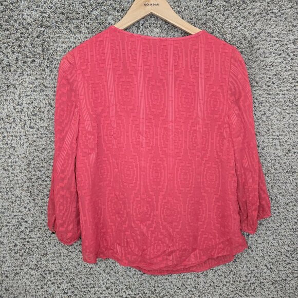 Talbots Top Womens MP Petite Medium Pink Textured Blouse V Neck Casual Ladies - Picture 2 of 7